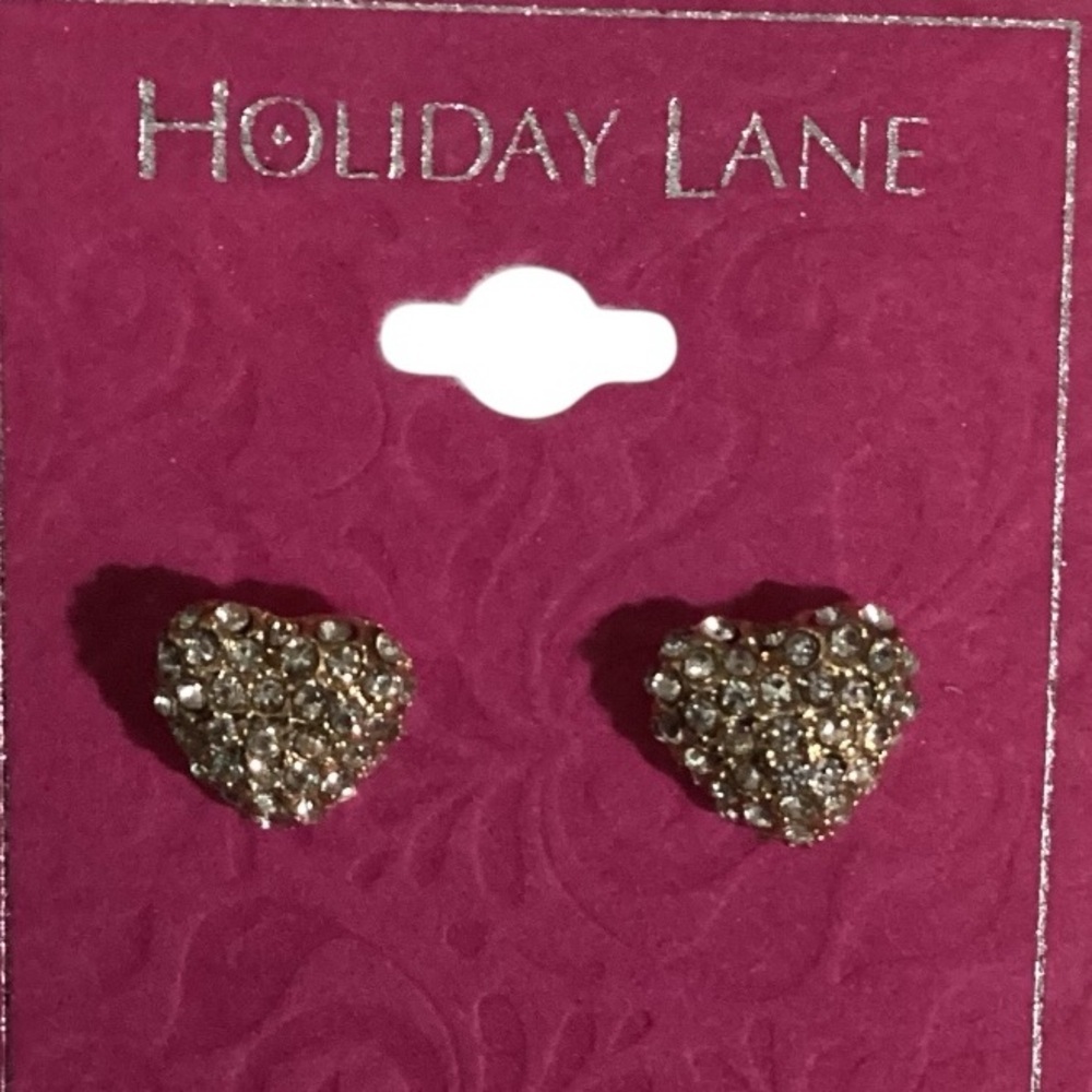 Macy's Silver Plated Pave’ Heart Earrings 1601